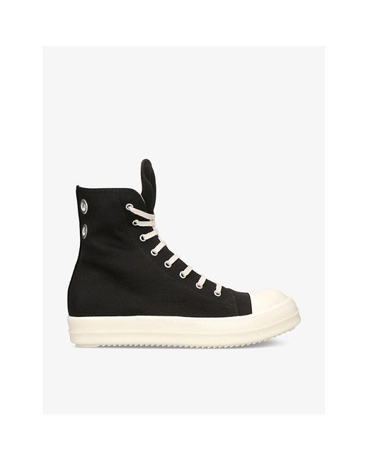 Rick Owens Black Contrast-toe Lace-up Canvas High-top Trainers for men