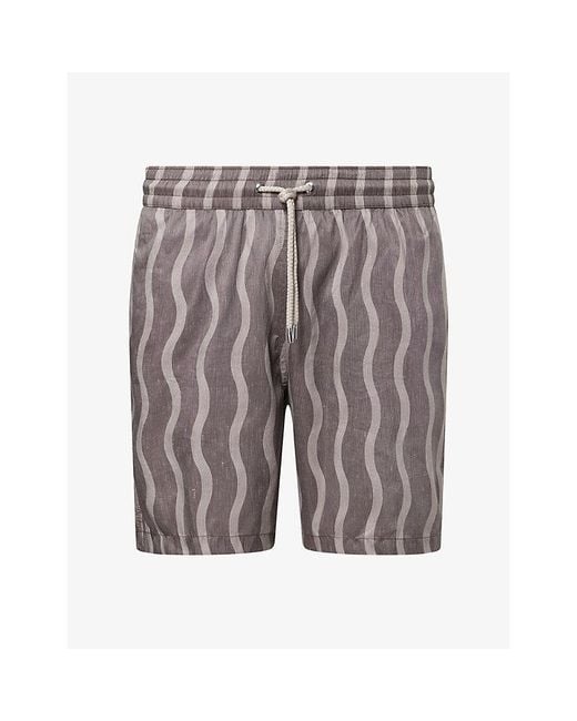Frescobol Carioca Gray Santos Linen-Blend Swim Shorts for men