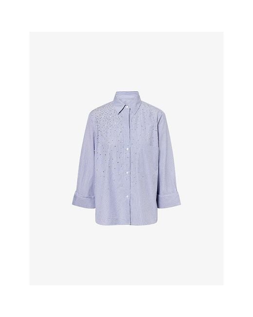 Twp Blue Stripe Crystal Cotton Shirt
