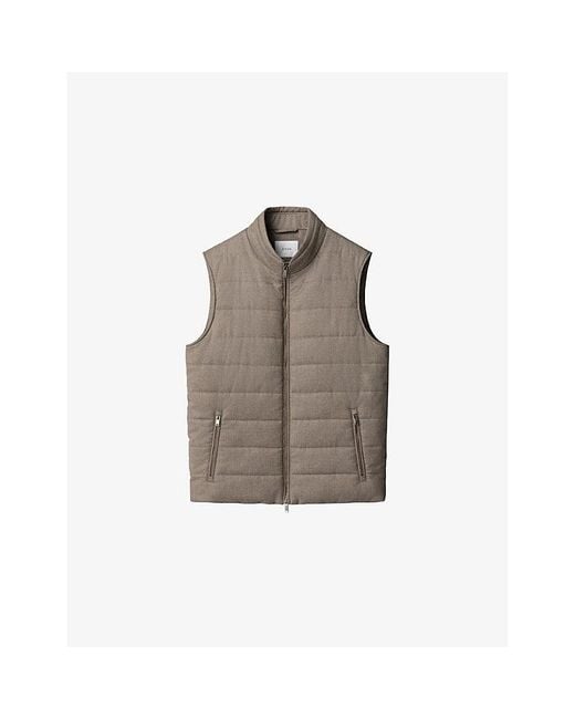 Eton of Sweden Brown Flannel Zip Wool Vest for men
