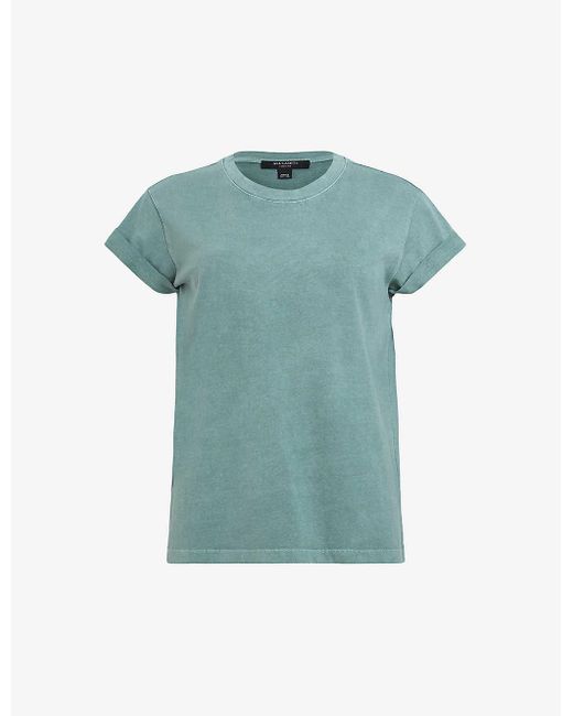 AllSaints Green Anna Round-neck Short-sleeve Organic-cotton T-shirt