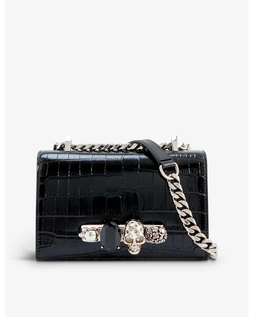 Alexander McQueen Skull And Jewelembellished Mini Crocembossed
