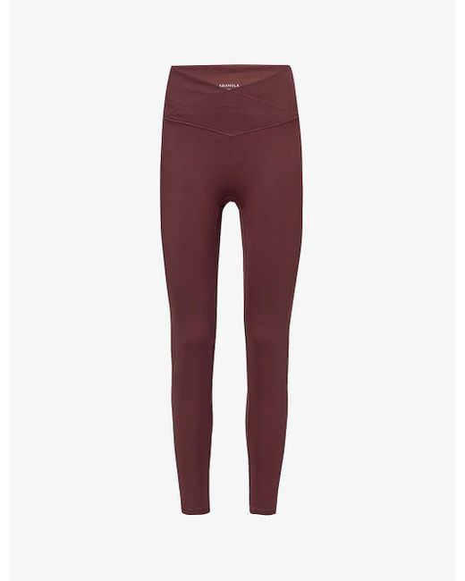 ADANOLA Red Ultimate Wrap-over High-rise Stretch-woven leggings