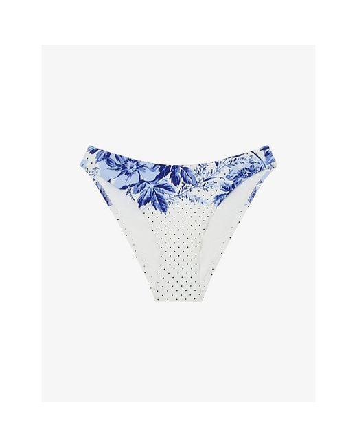 Reiss Blue Johannah Printed Bikini Bottoms