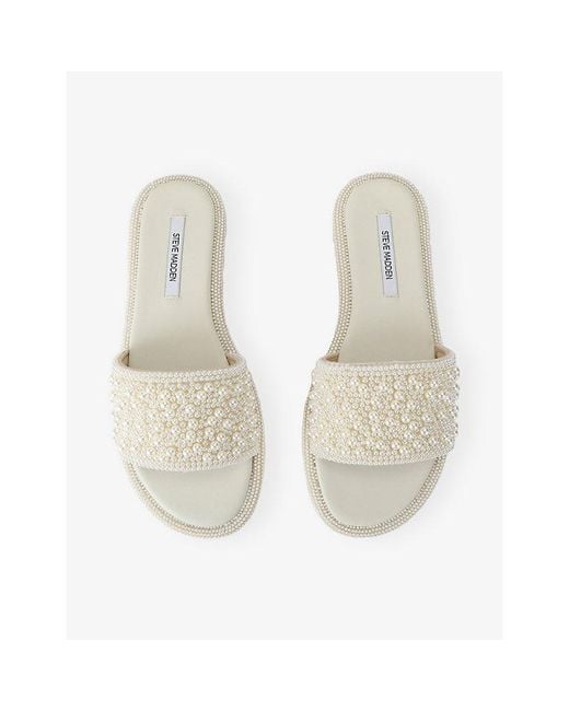 Steve Madden Natural Rubee Embellished Slides