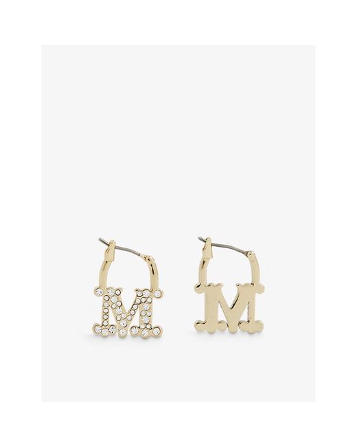 Max Mara M-logo Metal And Glass Hoop Earrings in Metallic | Lyst