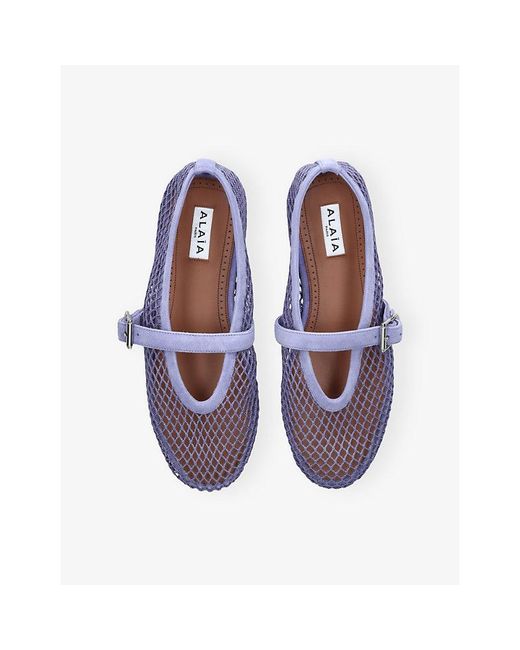 Alaïa Blue Ballerina Mesh And Suede Ballet Flats