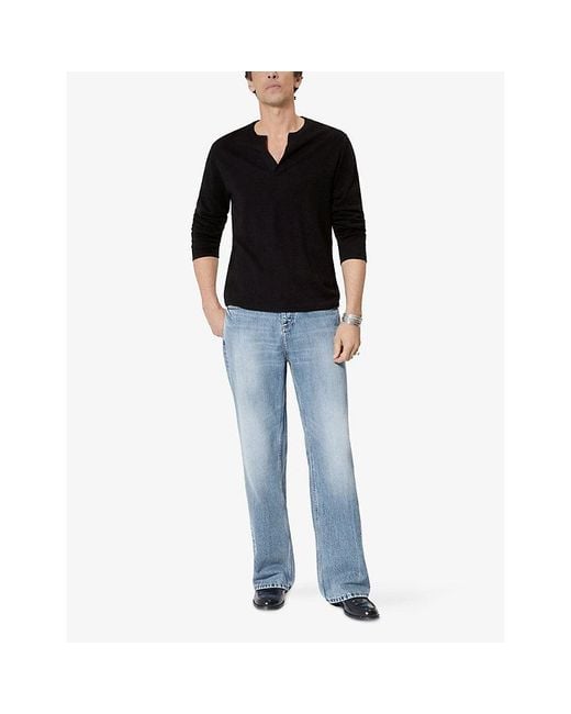 The Kooples Black Brand-Embroidered Tunisian-Collar Cotton-Knit Sweatshirt for men