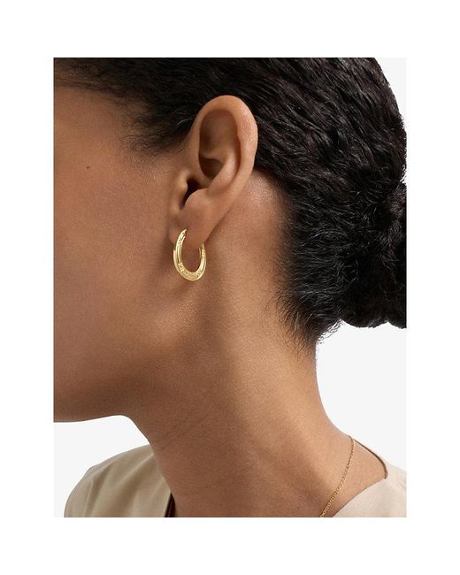 Astley Clarke Metallic Biography Horseshoe 18Ct- Plated Sterling- And Sapphire Hoop Earrings