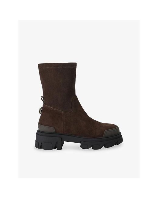 Kurt Geiger Brown Stomp Sock Suede Ankle Boots