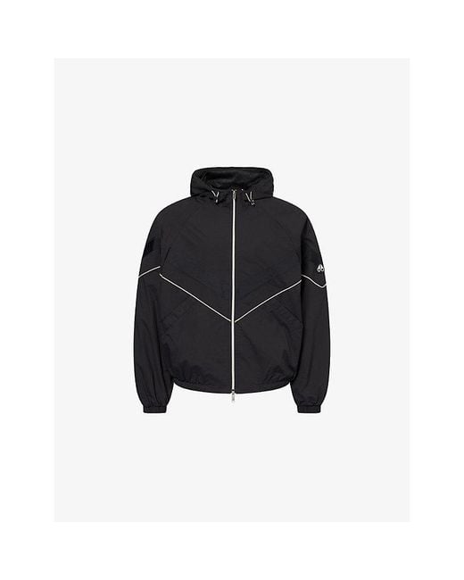 Moose Knuckles Black Top Flight Hooded Shell Jacket for men