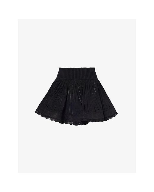 Alaïa Black Crinoline Mid-rise Knitted Shorts