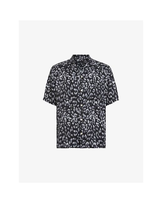 AllSaints Black Leopaz Graphic-print Woven Shirt X for men