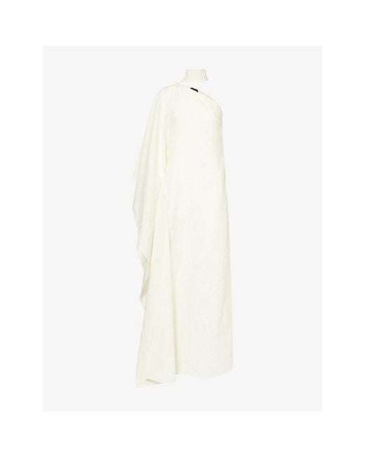 ‎Taller Marmo White Paloma Asymmetric Linen Maxi Dress