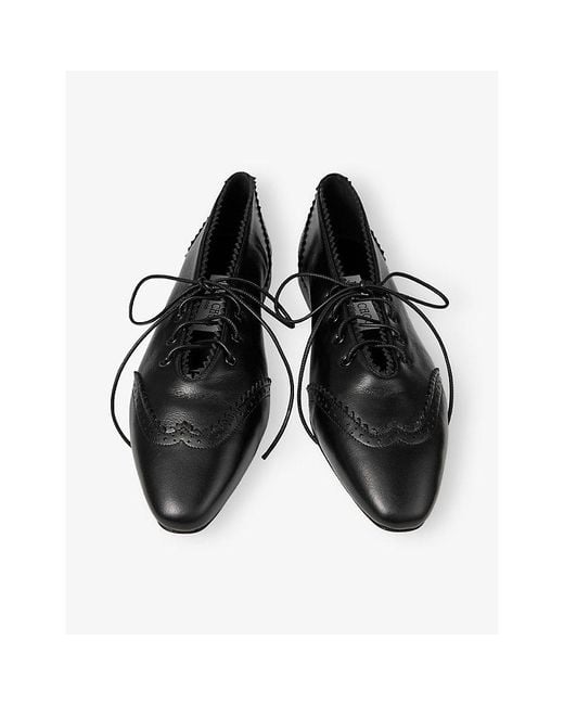 Jimmy Choo Black Margot Lace-Up Leather Ballet Flats