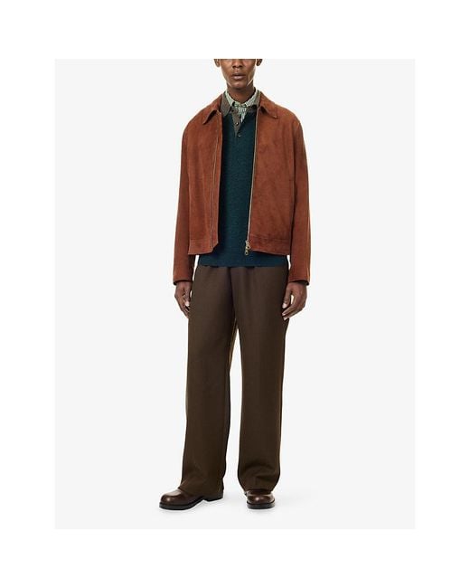 Paul Smith Brown Zipped Suede Jacket for men