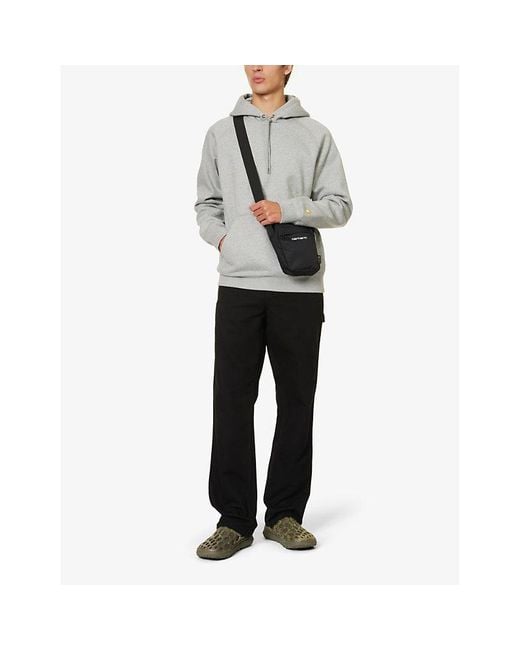 Carhartt Gray Chase Brand-Embroidered Cotton-Blend Hoody for men