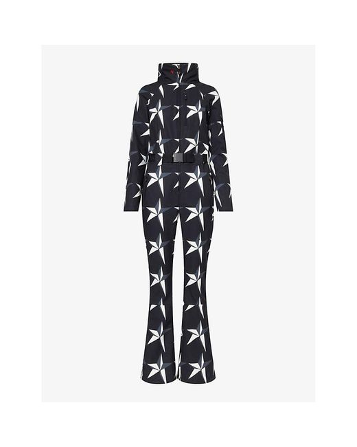Perfect Moment Blue Pm Star-print Woven Ski Suit