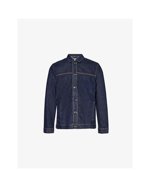 Sunspel Blue Contrast-Stitch Regular-Fit Denim Jacket for men