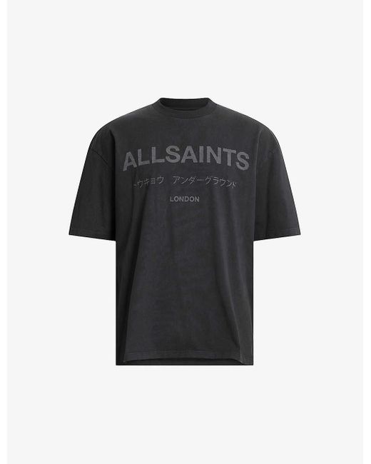 AllSaints Red Laser Underground Logo Text-print Organic-cotton T-shirt X for men