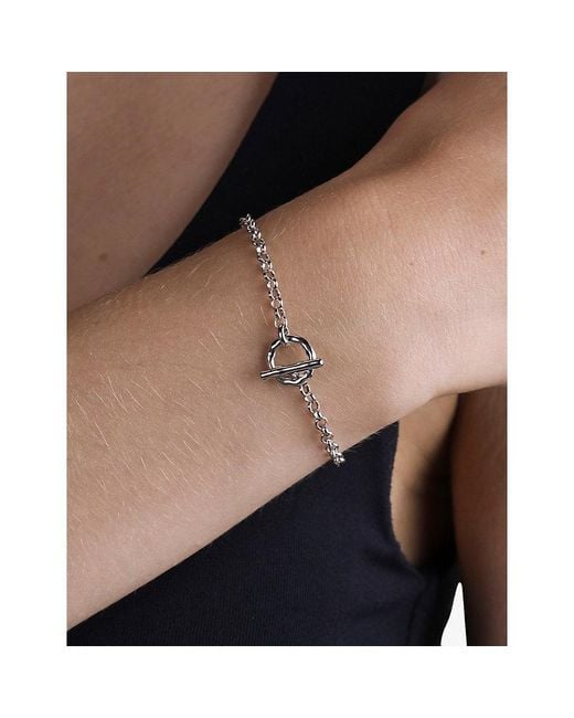 Astrid & Miyu White Rolo T-Bar Rhodium-Plated Brass Chain Bracelet