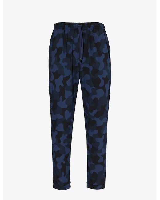 Derek Rose Blue London Camouflage-print Stretch-woven Pyjama Bottoms Xx for men