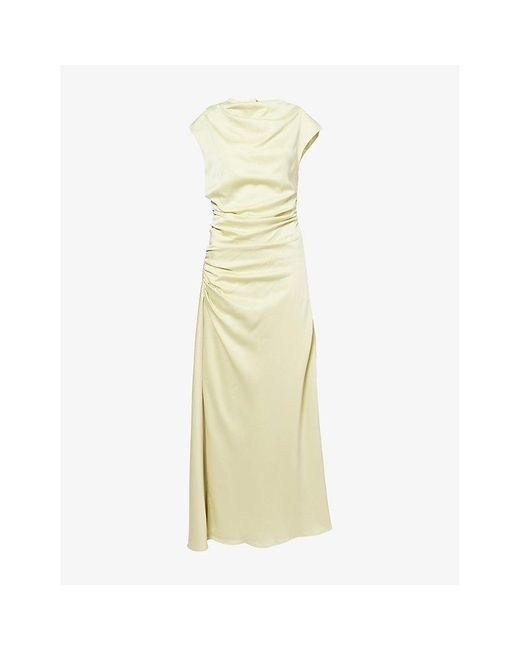 Jonathan Simkhai Metallic Burke Draped Satin Midi Dress