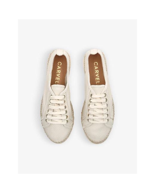 Carvela Kurt Geiger Natural Cruise Espadrille-Sole Leather Low-Top Trainers