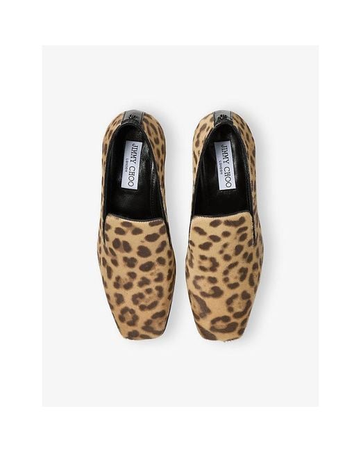 Jimmy Choo Brown 45Mm Elliot Leopard Calf Hair Loafers