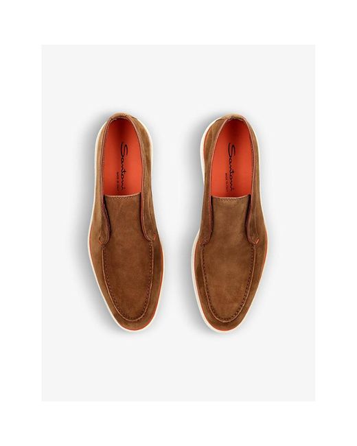 Santoni Detroit Slip-on Suede Desert Boots in Brown for Men | Lyst