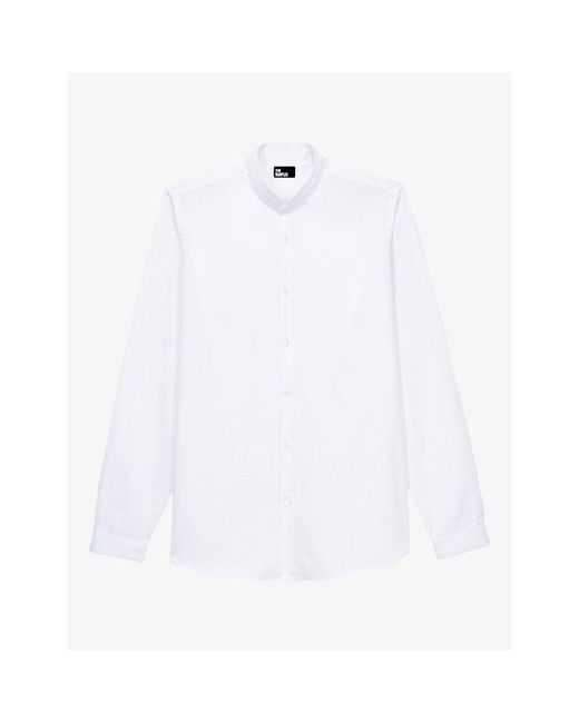 The Kooples White Curved-Hem Slim-Fit Cotton Shirt for men