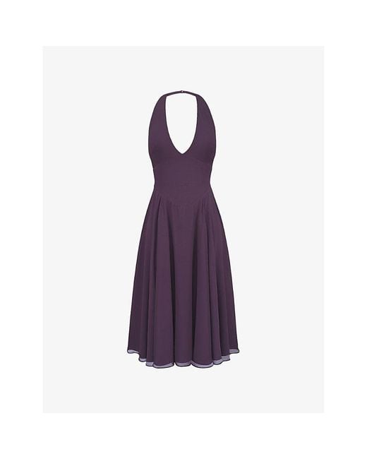 House Of Cb Purple Solada Halter Georgette Woven Sundress Xs (D-E Cup)