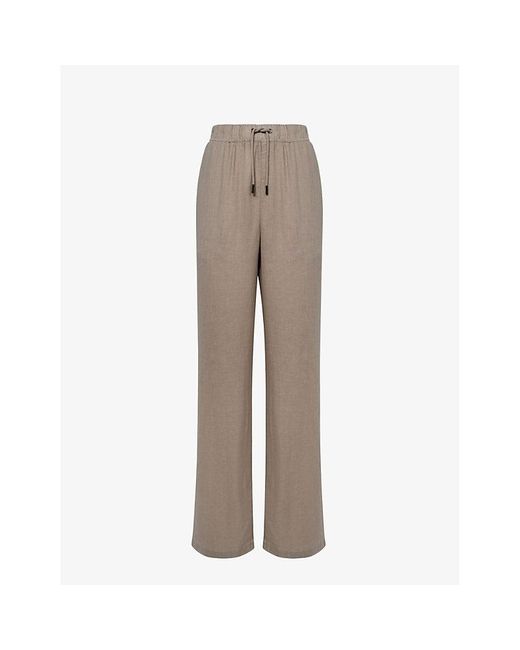 Reiss Cleo Wide-leg Linen Trousers in Natural