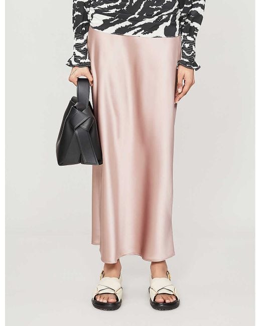TOPSHOP Dusty Pink Satin Bias Maxi Skirt
