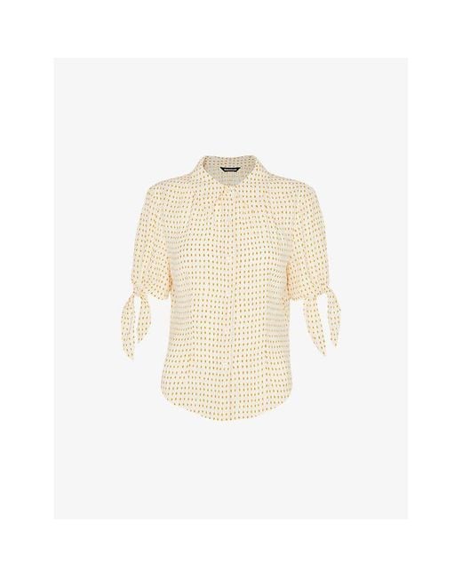 Whistles Natural Oval Spot-print Tie-sleeve Woven Blouse