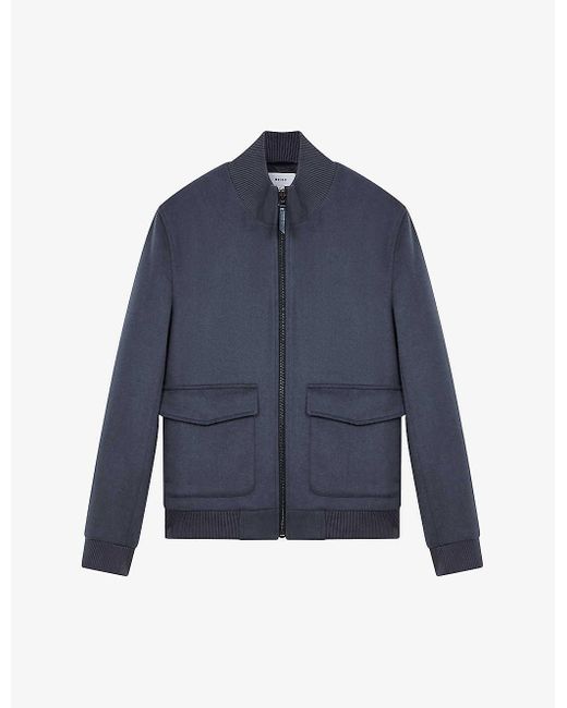 Reiss Blue Shuffle Patch-pocket Wool-blend Jacket X for men