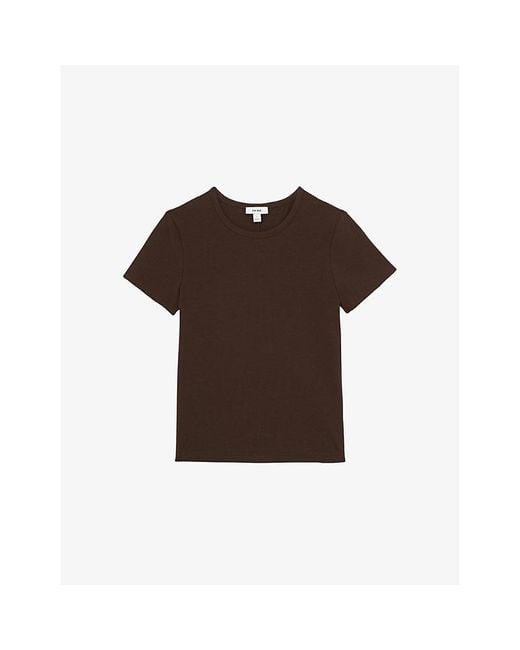 Reiss Brown Jolie Slim-Fit Cotton-Jersey T-Shirt