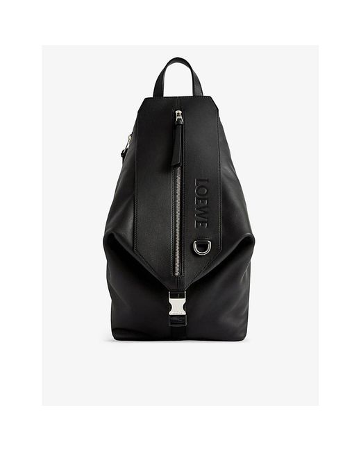Loewe Black Convertible Small Leather Backpack for men