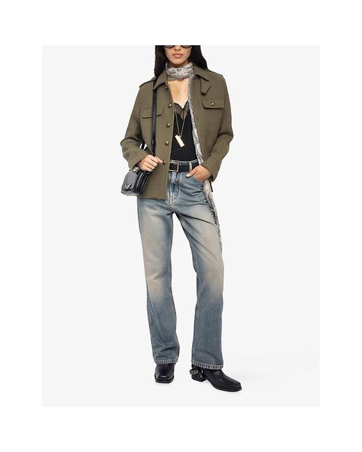 Zadig & Voltaire Green Four-Pocket Wool-Blend Jacket