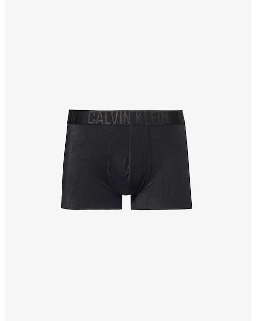 Calvin Klein Black Logo-waistband Stretch-woven Trunk for men