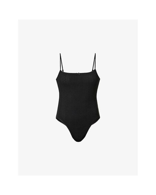 Cou Cou Intimates Black The Bodysuit Pointelle Cotton Body