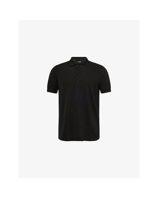 Tom Ford Black Short-Sleeve Lyocell-Cotton Piquet Polo Shirt for men
