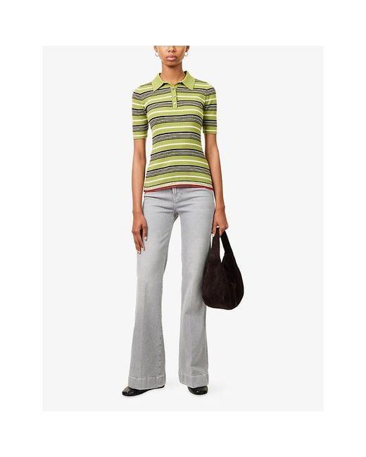 7 For All Mankind Gray Modern Dojo Flared Stretch-Denim Jeans