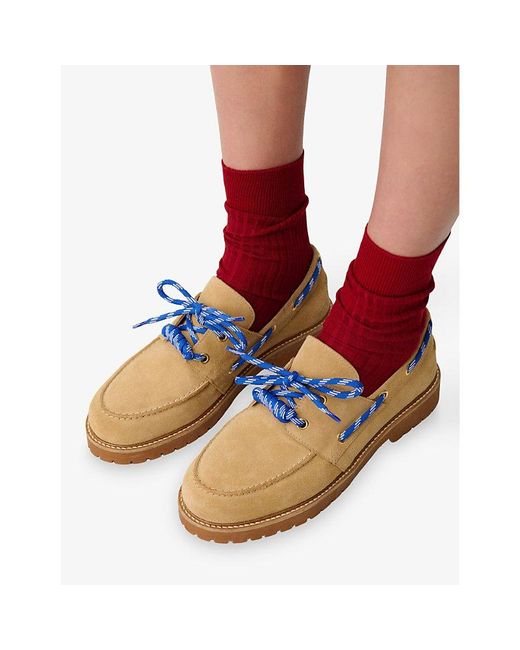 Claudie Pierlot Natural Lace-Up Suede Boat Shoes