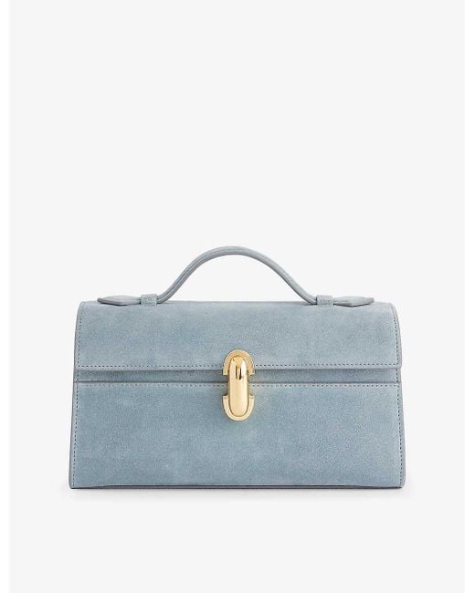 SAVETTE Blue Symmetry Pochette Suede Top-handle Bag