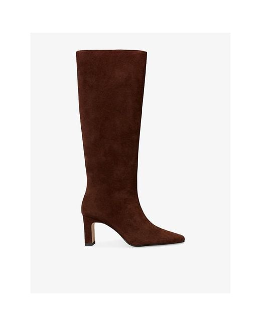 Claudie Pierlot Brown Pointed Suede Heeled Knee-High Boots
