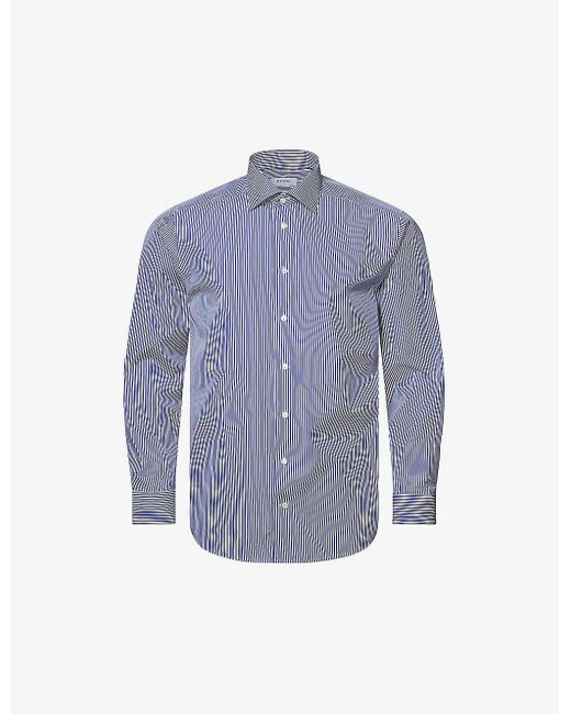 Eton of Sweden Blue Elevated Striped Regular-fit Cotton-poplin Shirt for men