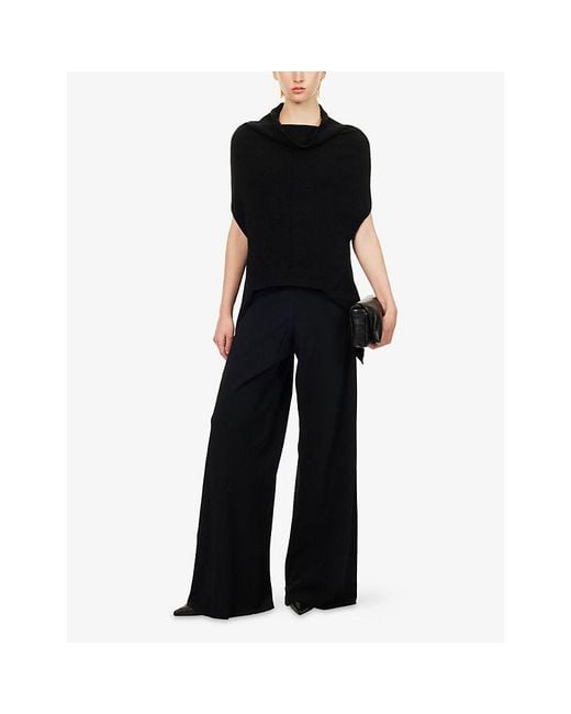 Rick Owens Black Sleeveless High-Neck Cashmere-Blend Top