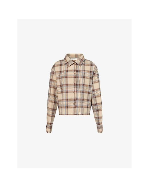 The Couture Club Natural Brushed Check-Print Stretch-Woven Shirt