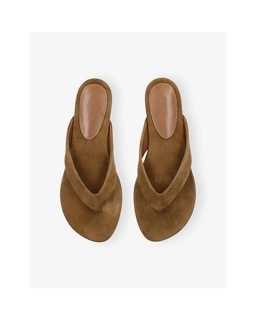 Le Monde Beryl Gray Flat Thong Suede Sandals